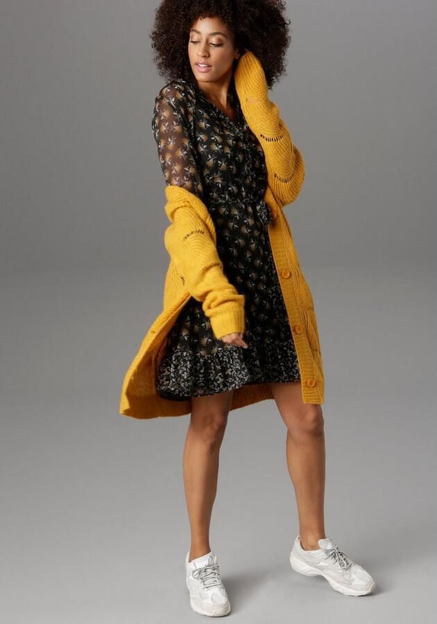 Aniston SELECTED Lang vest met ajourbreisel - Foto 2