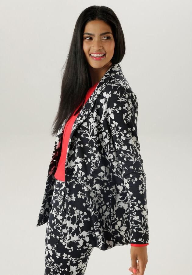 Aniston SELECTED Lange blazer met abstracte bloemige patroon - Foto 4