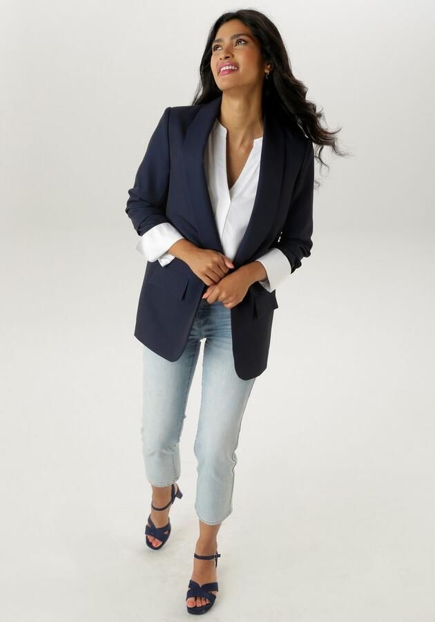 Aniston SELECTED Lange blazer met modieuze reverskraag en geraffineerde mouwen - Foto 4