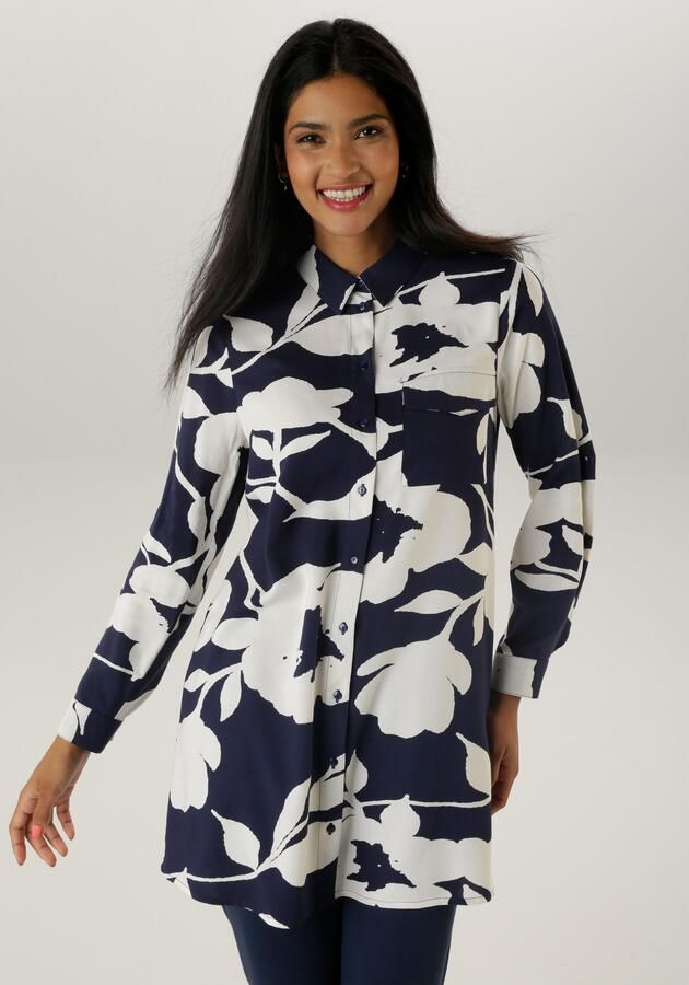 Aniston SELECTED Lange blouse met aantrekkelijke patroon en oprolbare mouwen - Foto 7