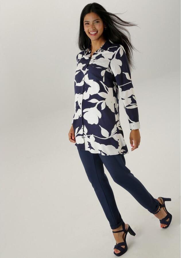 Aniston SELECTED Lange blouse met aantrekkelijke patroon en oprolbare mouwen - Foto 4