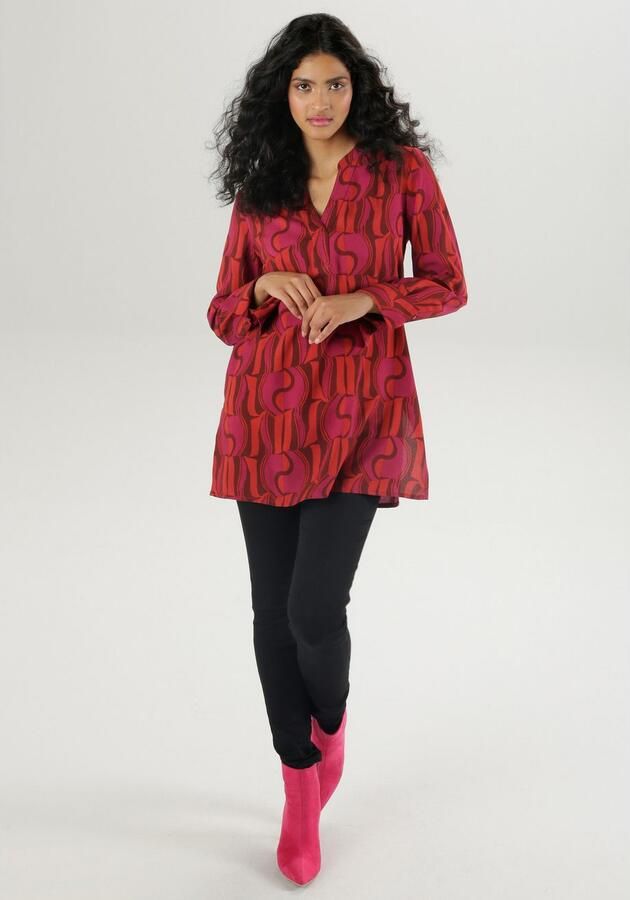 Aniston SELECTED Lange blouse met asymmetrische zoom en extra lange manchetten - Foto 3