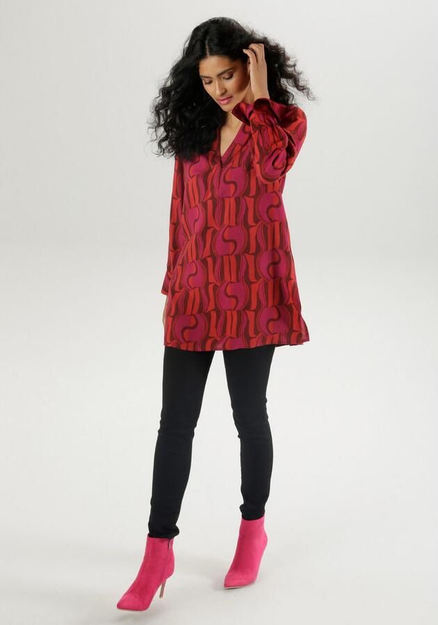 Aniston SELECTED Lange blouse met asymmetrische zoom en extra lange manchetten - Foto 4