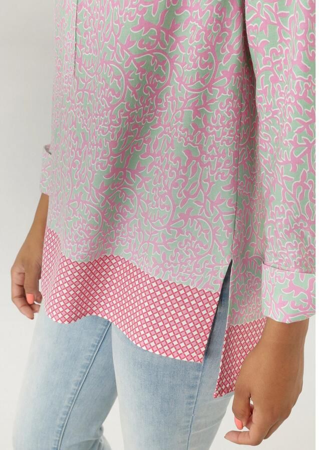 Aniston SELECTED Lange blouse met rankenpatroon en randprint aan de zoom - Foto 3