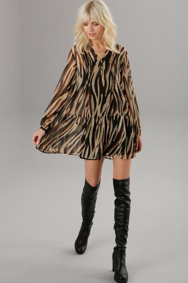 Aniston SELECTED Lange tuniek met stofbedekte knopen en bies - Foto 7