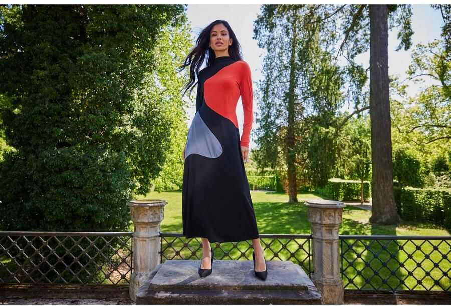 Aniston SELECTED Maxi-jurk met asymmetrisch verlopende kleurvlakken nieuwe collectie - Foto 6