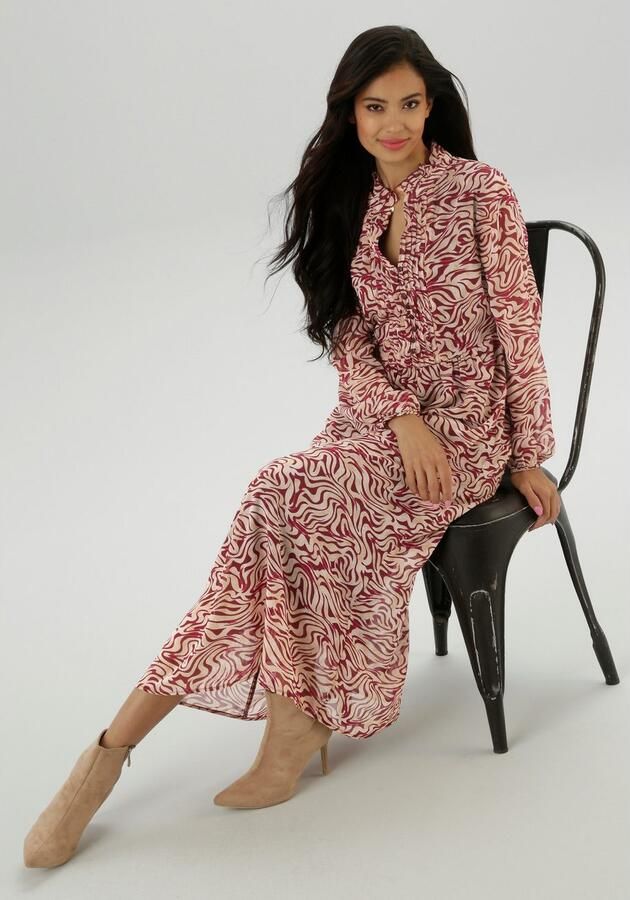 Aniston SELECTED Maxi-jurk met bewerkelijke en decoratieve plooiverwerking nieuwe collectie - Foto 5