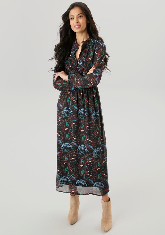 Aniston SELECTED Maxi-jurk met bewerkelijke en decoratieve plooiverwerking nieuwe collectie - Foto 8