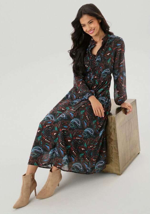 Aniston SELECTED Maxi-jurk met bewerkelijke en decoratieve plooiverwerking nieuwe collectie - Foto 5