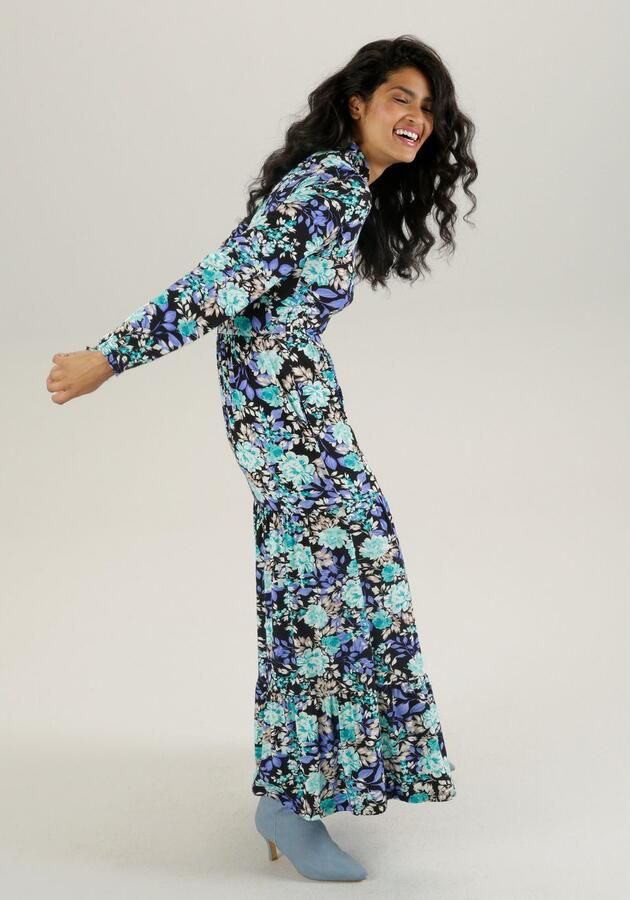 Aniston SELECTED Maxi-jurk met romantische rozenprint en ruchesversiering - Foto 5