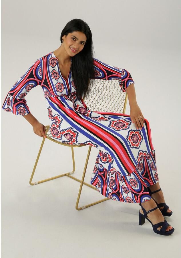 Aniston SELECTED Maxi-jurk met volant aan de 3 4-lange mouwen en aan de zoom - Foto 3