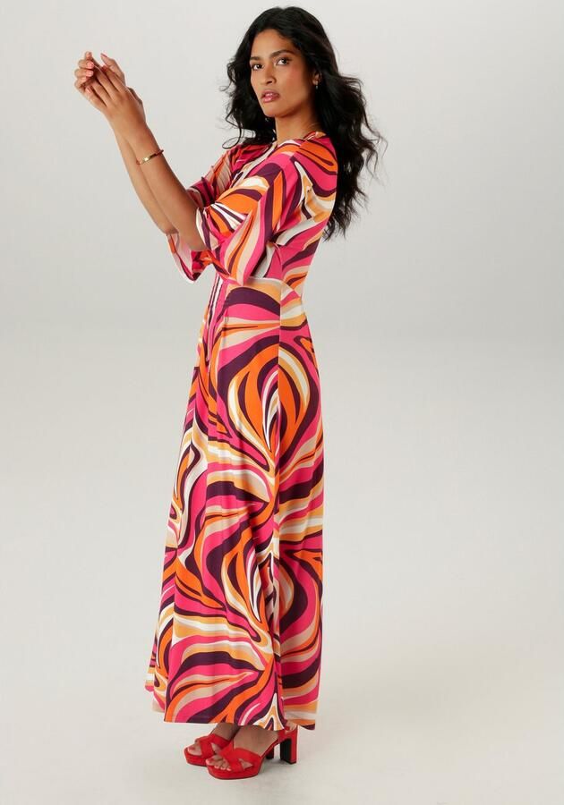 Aniston SELECTED Maxi-jurk met wijde 3 4-mouwen - Foto 4