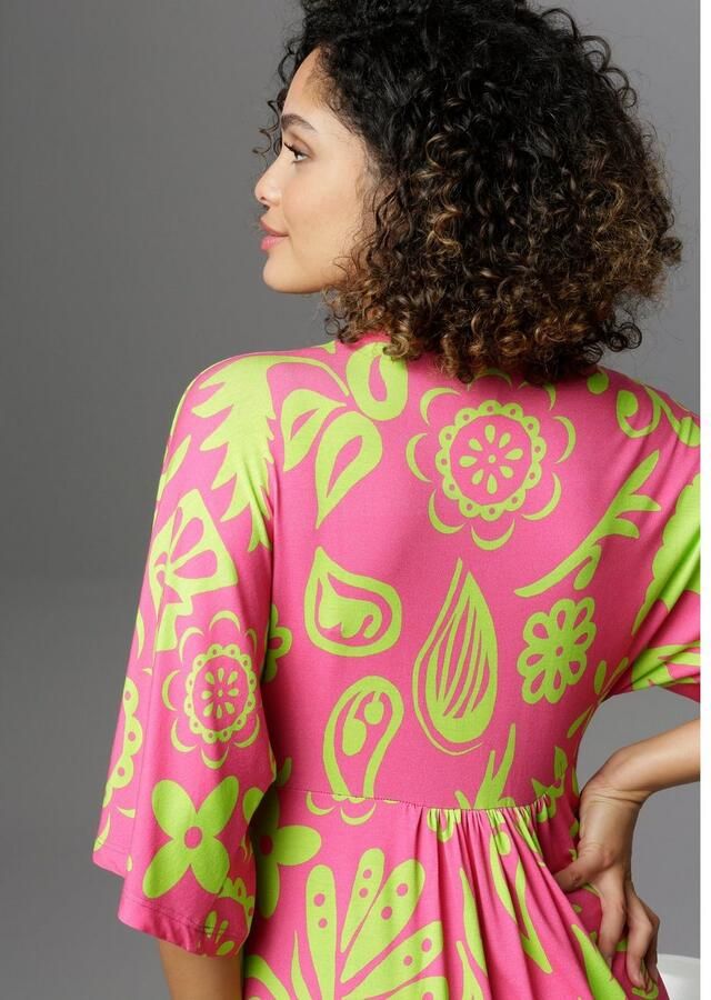 Aniston SELECTED Maxi-jurk met wijde 3 4-mouwen