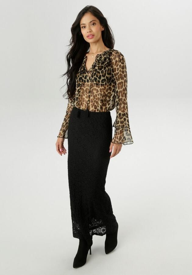 Aniston SELECTED Maxirok met elastisch bloe kant nieuwe collectie - Foto 4