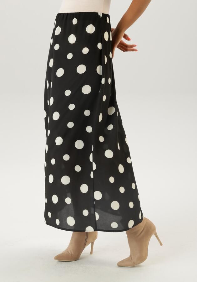 Aniston SELECTED Maxirok met grote stippenprint en elastische band - Foto 7