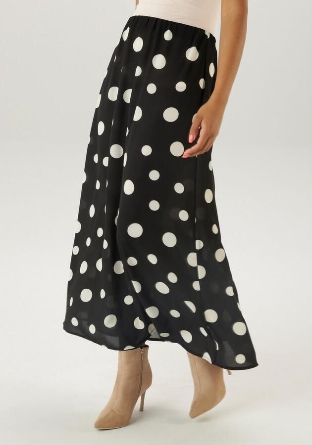Aniston SELECTED Maxirok met grote stippenprint en elastische band - Foto 3