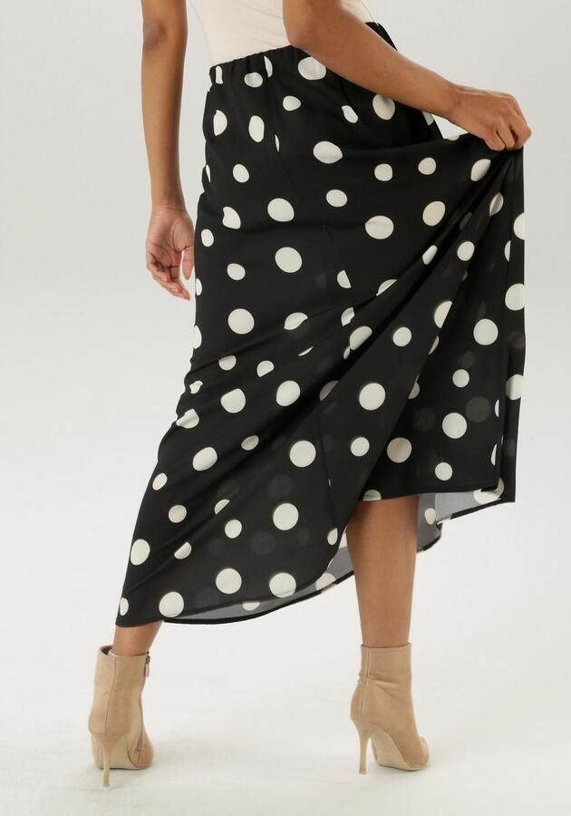 Aniston SELECTED Maxirok met grote stippenprint en elastische band - Foto 4