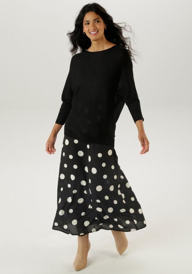 Aniston SELECTED Maxirok met grote stippenprint en elastische band - Foto 5