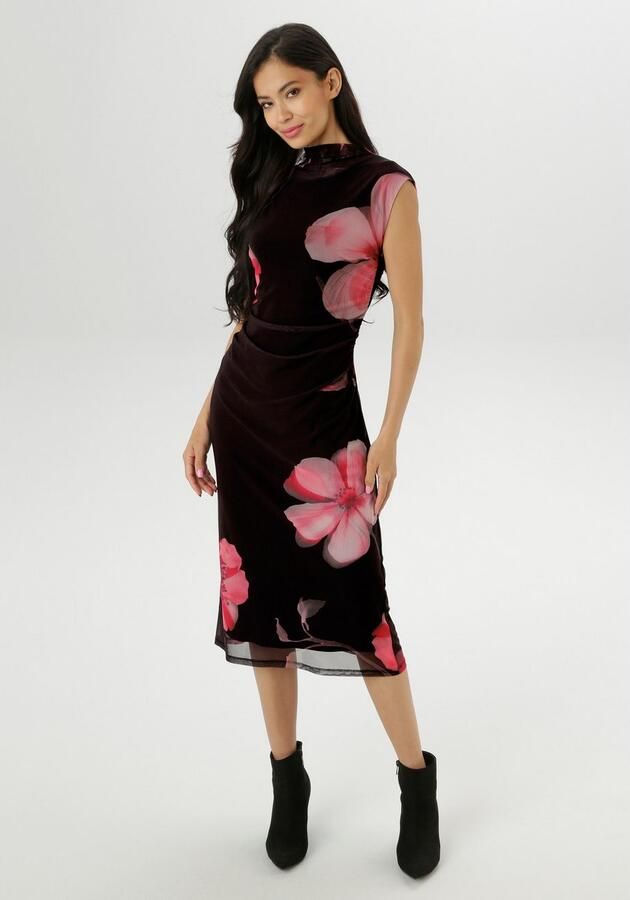 Aniston SELECTED Midi-jurk In mesh-kwaliteit en in de trendy bloe print NIEUWE COLLECTIE - Foto 3