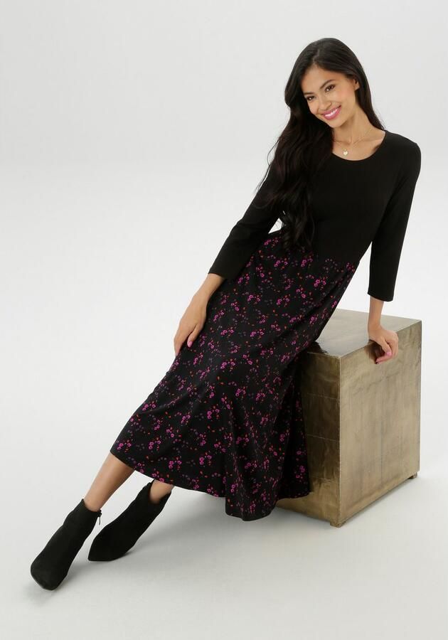 Aniston SELECTED Midi-jurk kleurharmonieus bloemig allover dessin nieuwe collectie - Foto 5