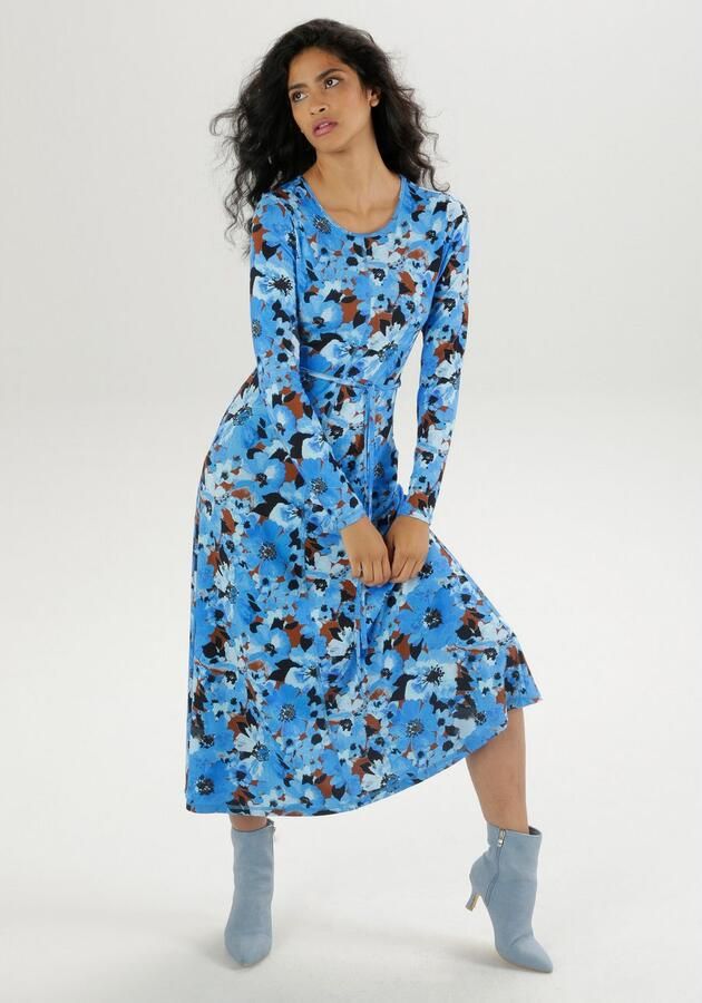 Aniston SELECTED Midi-jurk met decoratieve siernaden (Met een afneembare bindstrik) - Foto 5