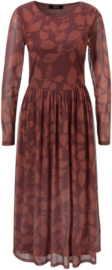 Aniston SELECTED Midi-jurk met floraal bladerpatroon in warme bruintinten nieuwe collectie - Foto 6