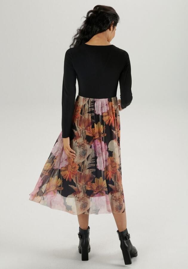 Aniston SELECTED Midi-jurk met rimpeling aan de v-halslijn - Foto 4