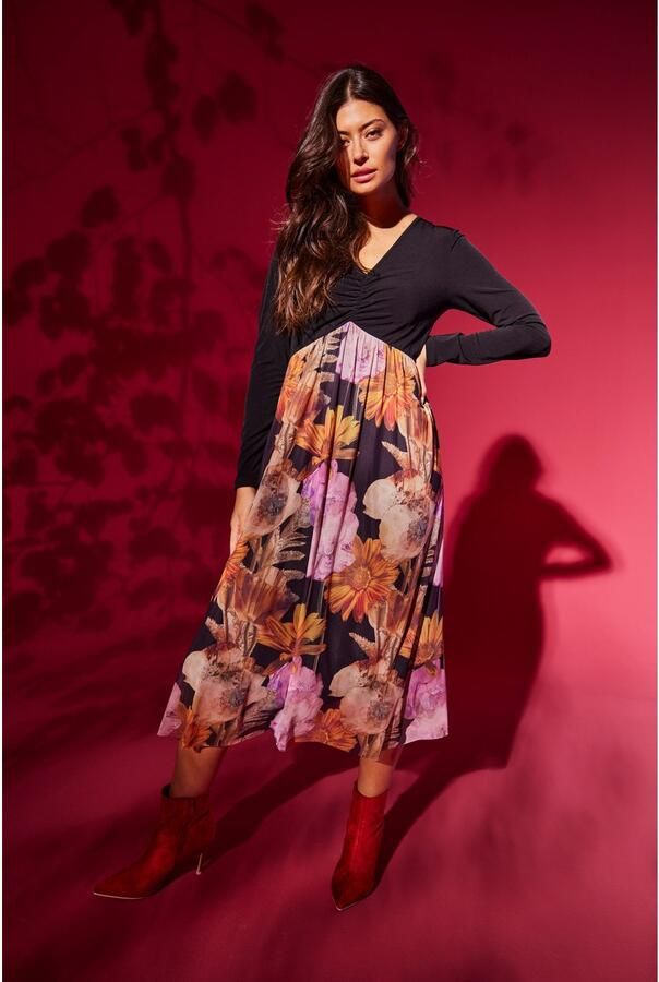 Aniston SELECTED Midi-jurk met rimpeling aan de v-halslijn - Foto 6