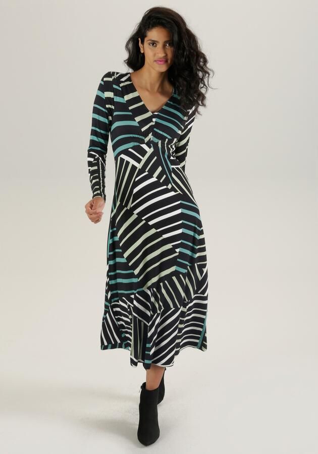 Aniston SELECTED Midi-jurk met smok-details en streeppatroon - Foto 7