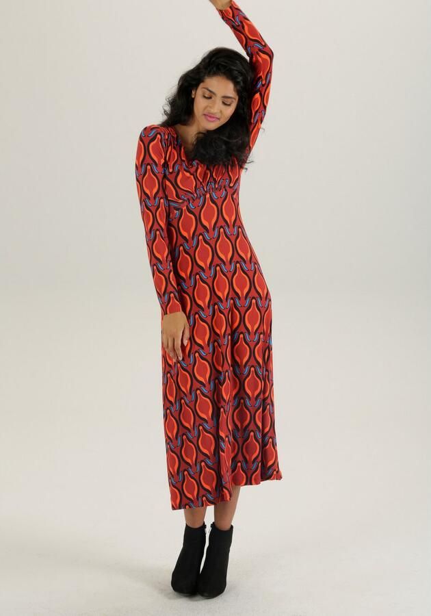 Aniston SELECTED Midi-jurk met smok-inzetten en retro-print - Foto 5