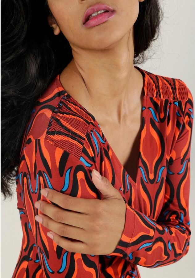 Aniston SELECTED Midi-jurk met smok-inzetten en retro-print - Foto 2