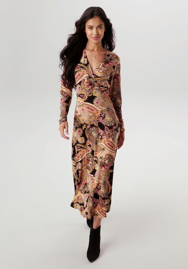 Aniston SELECTED Midi-jurk met v-hals en wikkel-look nieuwe collectie - Foto 8