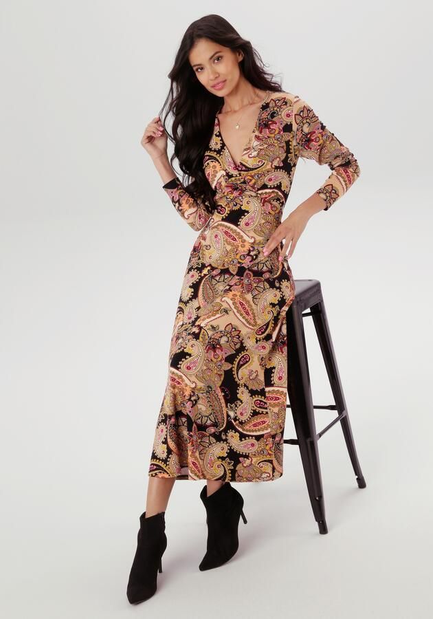 Aniston SELECTED Midi-jurk met v-hals en wikkel-look nieuwe collectie - Foto 4