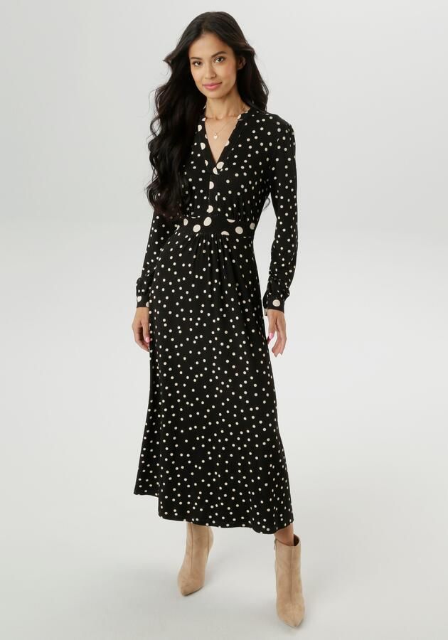 Aniston SELECTED Midi-jurk met verfijnde stippenprint nieuwe collectie - Foto 6