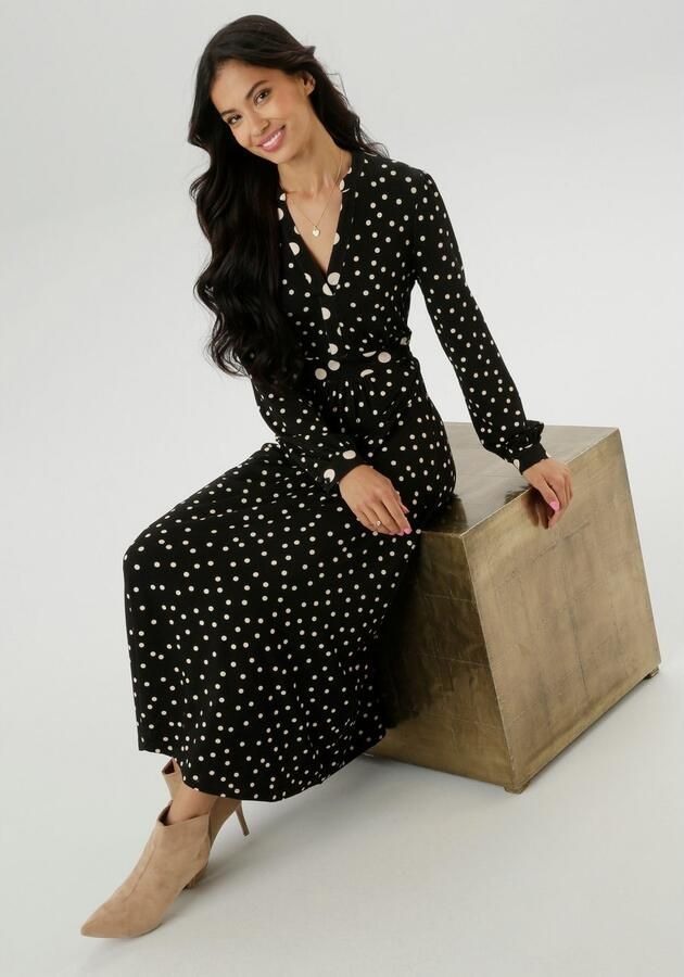 Aniston SELECTED Midi-jurk met verfijnde stippenprint nieuwe collectie - Foto 4