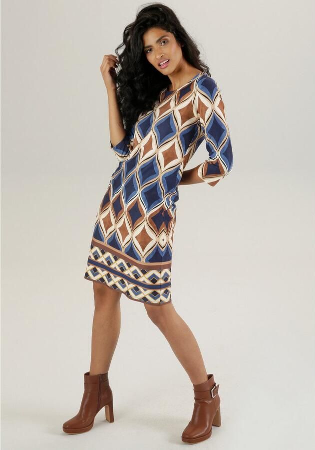 Aniston SELECTED Mini-jurk met lichte taillering en elegante print - Foto 3