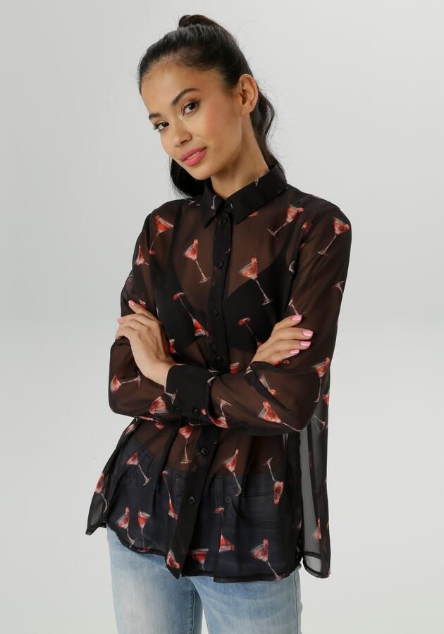 Aniston SELECTED Overhemdblouse bedrukt met trendy martiniglazen nieuwe collectie - Foto 7