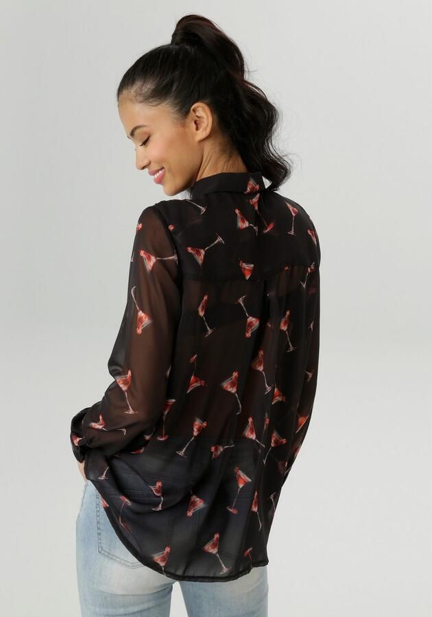 Aniston SELECTED Overhemdblouse bedrukt met trendy martiniglazen nieuwe collectie - Foto 4