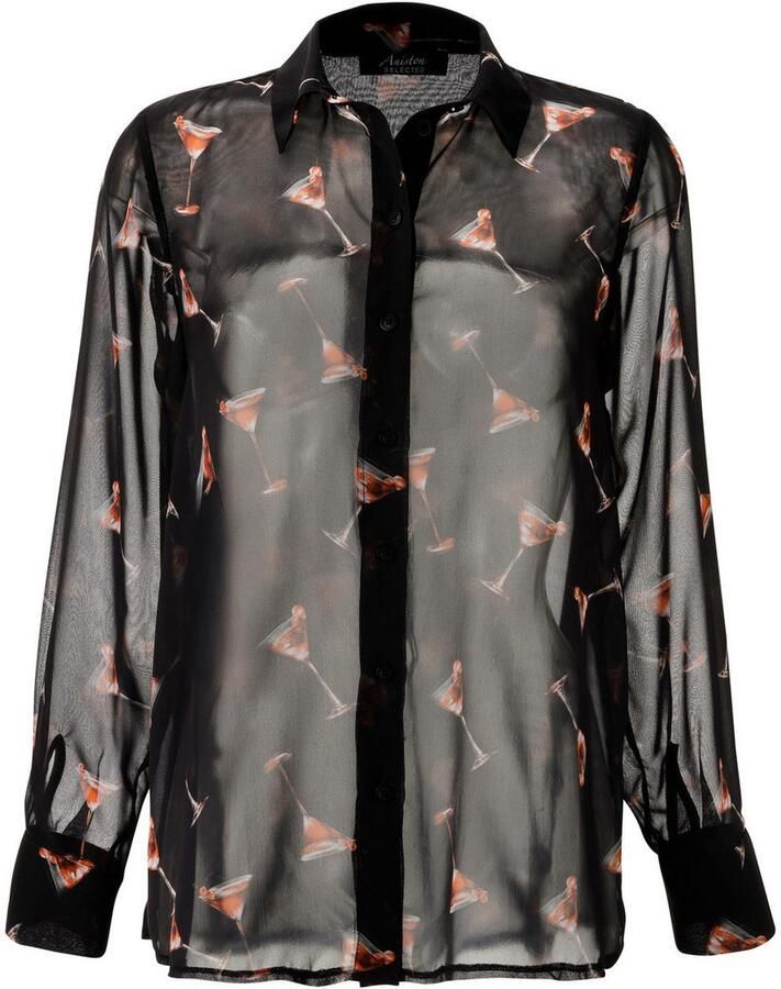 Aniston SELECTED Overhemdblouse bedrukt met trendy martiniglazen nieuwe collectie - Foto 2