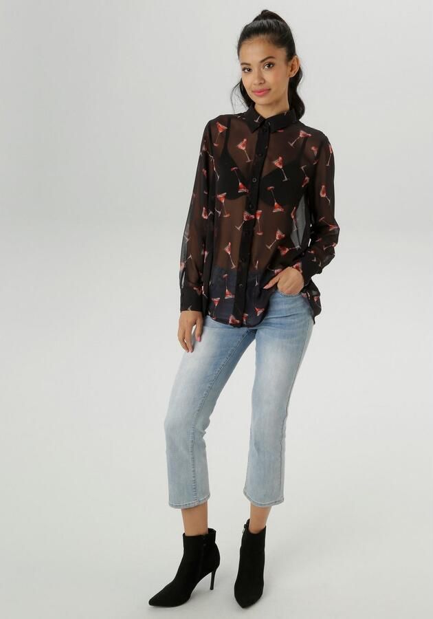 Aniston SELECTED Overhemdblouse bedrukt met trendy martiniglazen nieuwe collectie - Foto 6