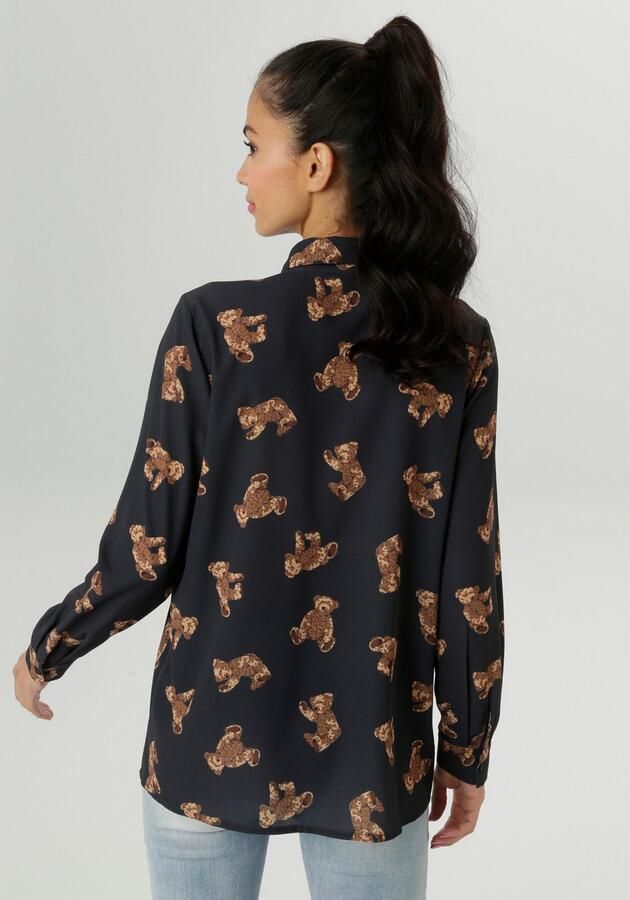 Aniston SELECTED Overhemdblouse bedrukt met trendy teddyberen nieuwe collectie - Foto 3
