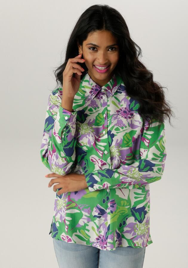 Aniston SELECTED Overhemdblouse met kleurharmonieuze bloemen- en bladerenprint - Foto 7