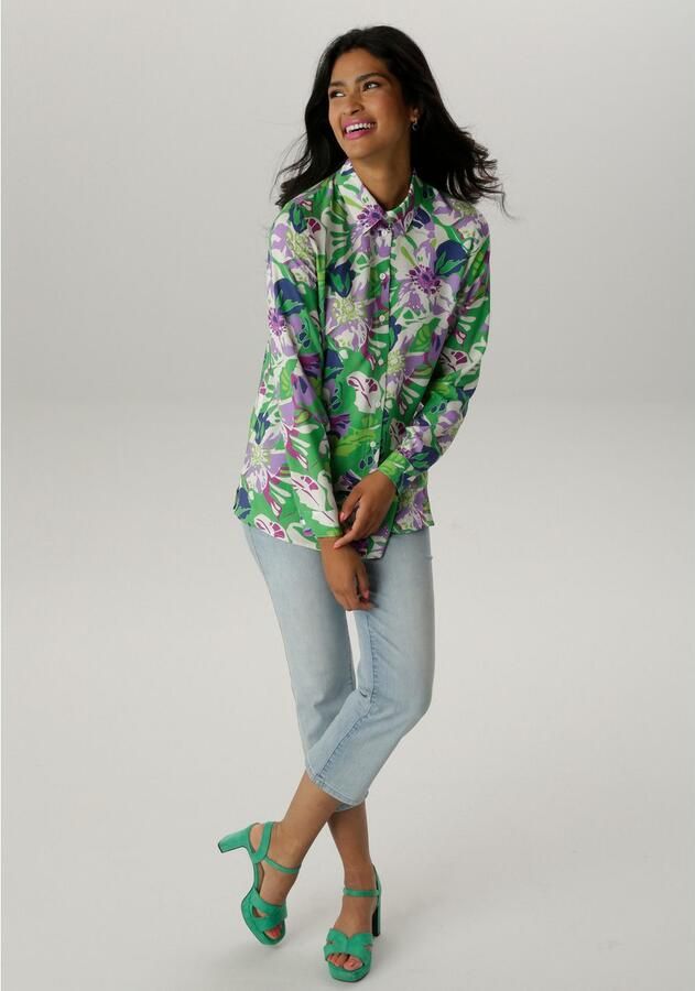 Aniston SELECTED Overhemdblouse met kleurharmonieuze bloemen- en bladerenprint - Foto 3