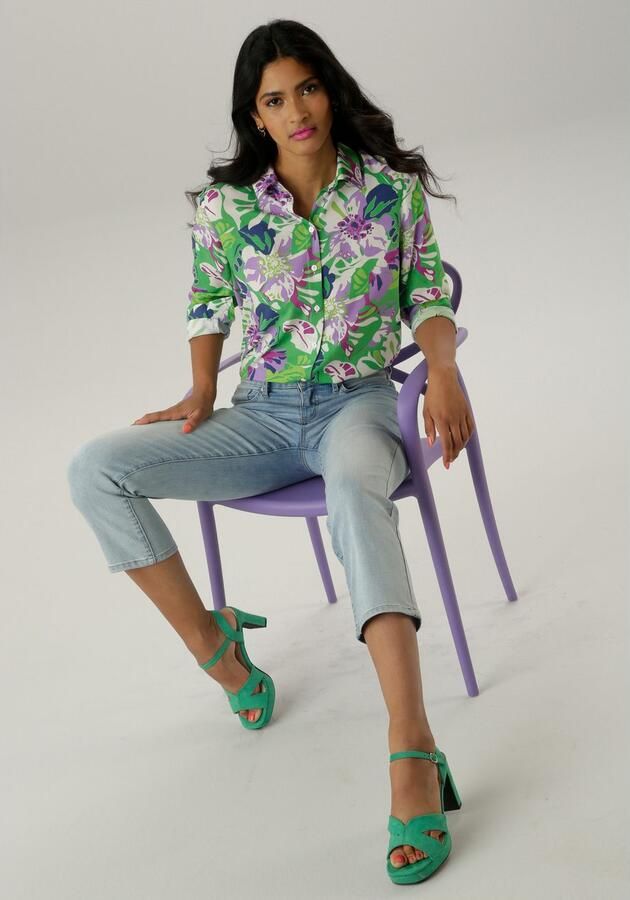 Aniston SELECTED Overhemdblouse met kleurharmonieuze bloemen- en bladerenprint - Foto 5