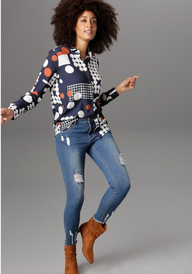 Aniston SELECTED Overhemdblouse met moderne stippeltjesprint - Foto 3