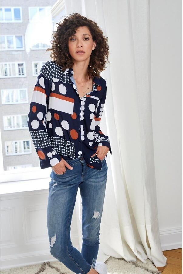 Aniston SELECTED Overhemdblouse met moderne stippeltjesprint - Foto 6