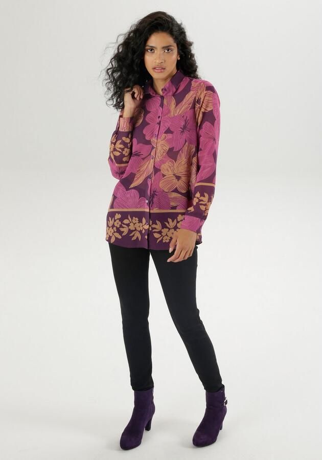 Aniston SELECTED Overhemdblouse met opgedrukte randen transparant - Foto 4