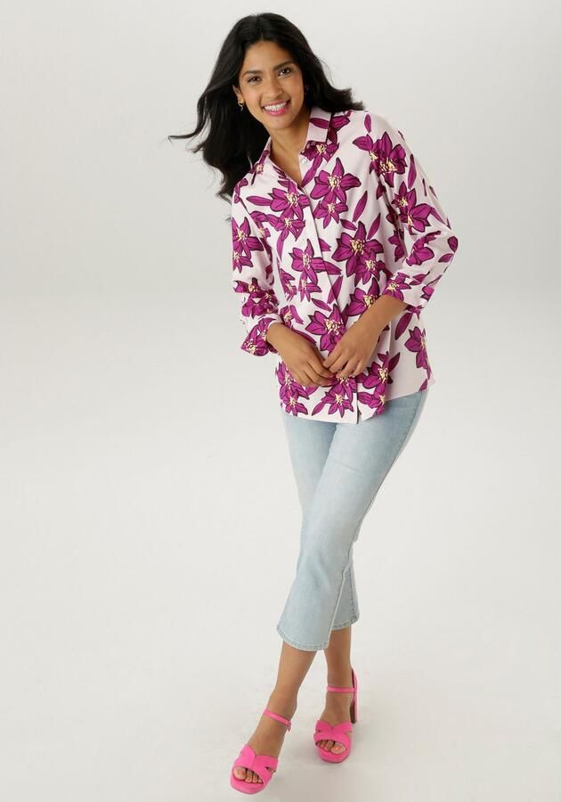 Aniston SELECTED Overhemdblouse met schilderachtige grote bloemenprint - Foto 5