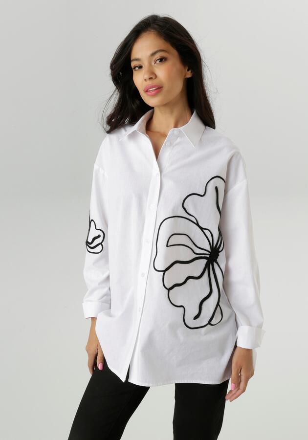 Aniston SELECTED Overhemdblouse met sierbanden met randen opgestikte bloe nieuwe collectie - Foto 9