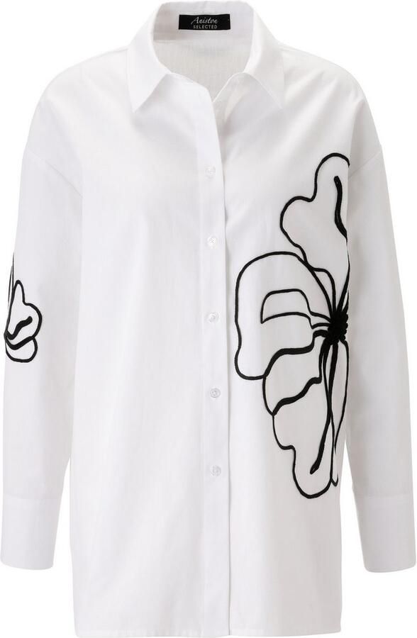 Aniston SELECTED Overhemdblouse met sierbanden met randen opgestikte bloe nieuwe collectie - Foto 8